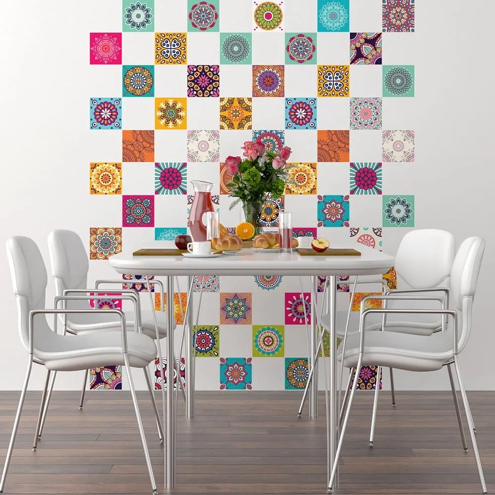 Set 60 autocolante Ambiance Tiles Vintage, 10 x 10 cm