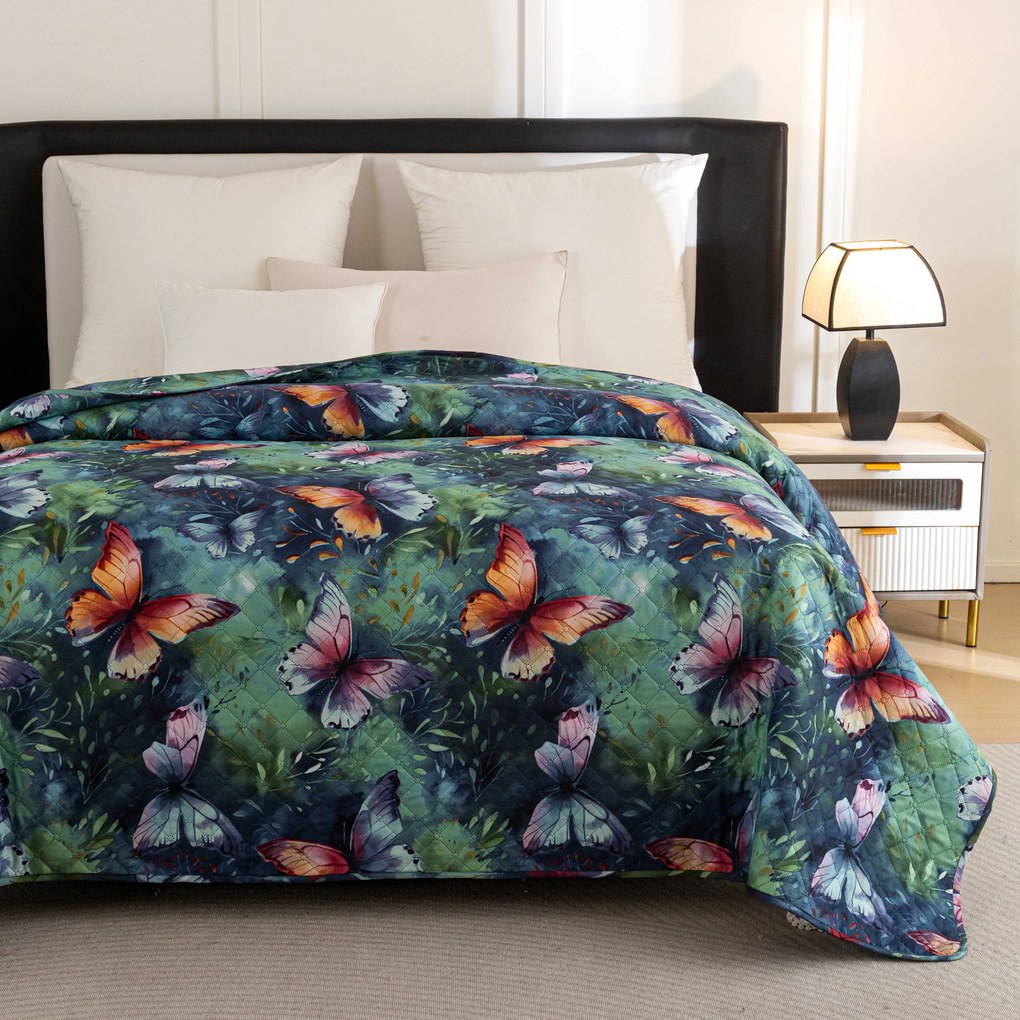 Cuvertura de pat cu model COLORFUL BUTTERFLY, colorata Dimensiune: 170 x 210 cm
