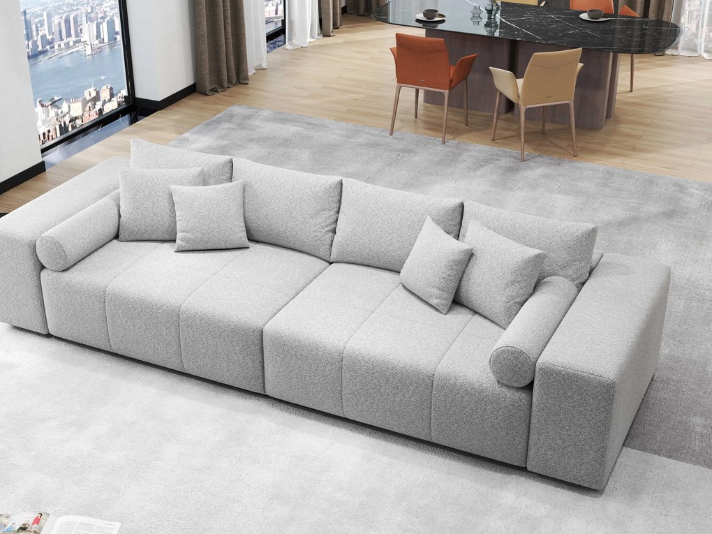 Canapea extensibilă dumonde cu ladă de depozitare si sezut confortabil din spuma high-density, Marbela Enjoy Grey XXL 295x100 cm