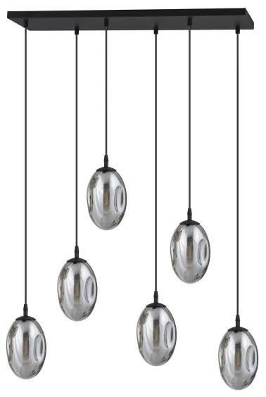 Lustră pe cablu ASTRAL 6xE14/10W/230V negru/fumuriu