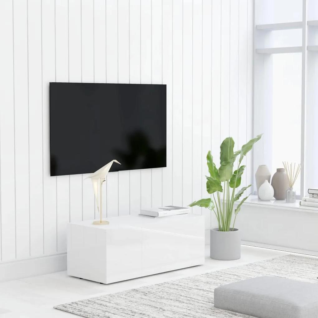 Comoda TV, alb extralucios, 80 x 34 x 30 cm, PAL