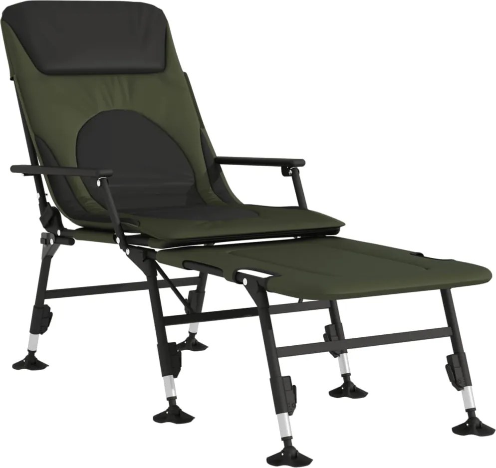 vidaXL Șezlong pescuit picioare reglabile tălpi de noroi pliabil verde