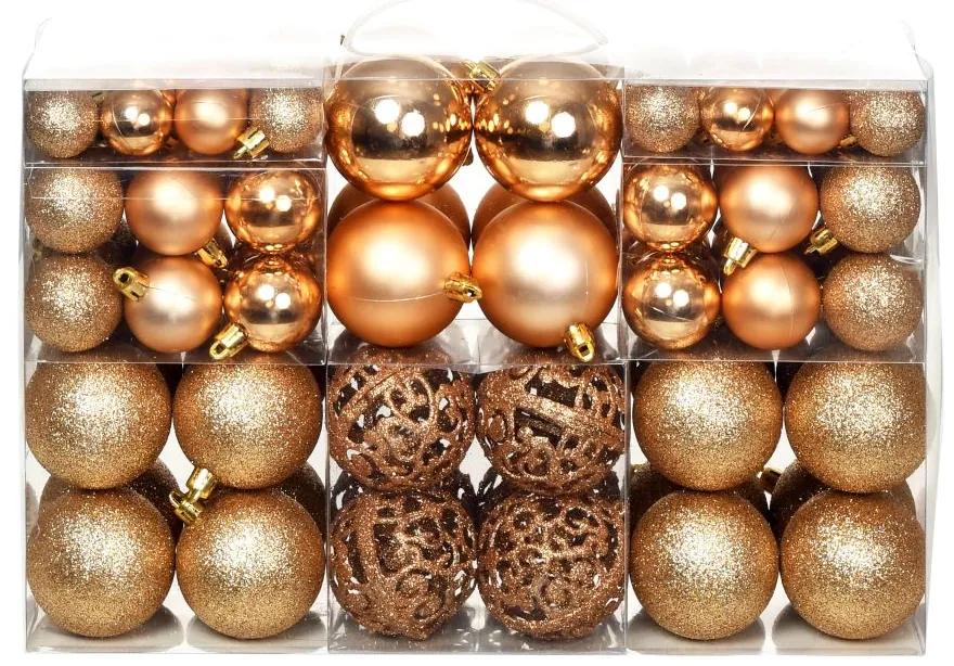 vidaXL Set globuri de crăciun 100 de piese, 6 cm, trandafiriu/auriu