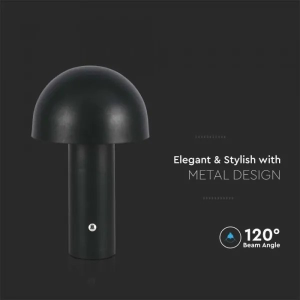 Lampă de birou LED reglabilă, reîncărcabilă, 1W, 5V, 3000-6000K, 1800 mAh, negru