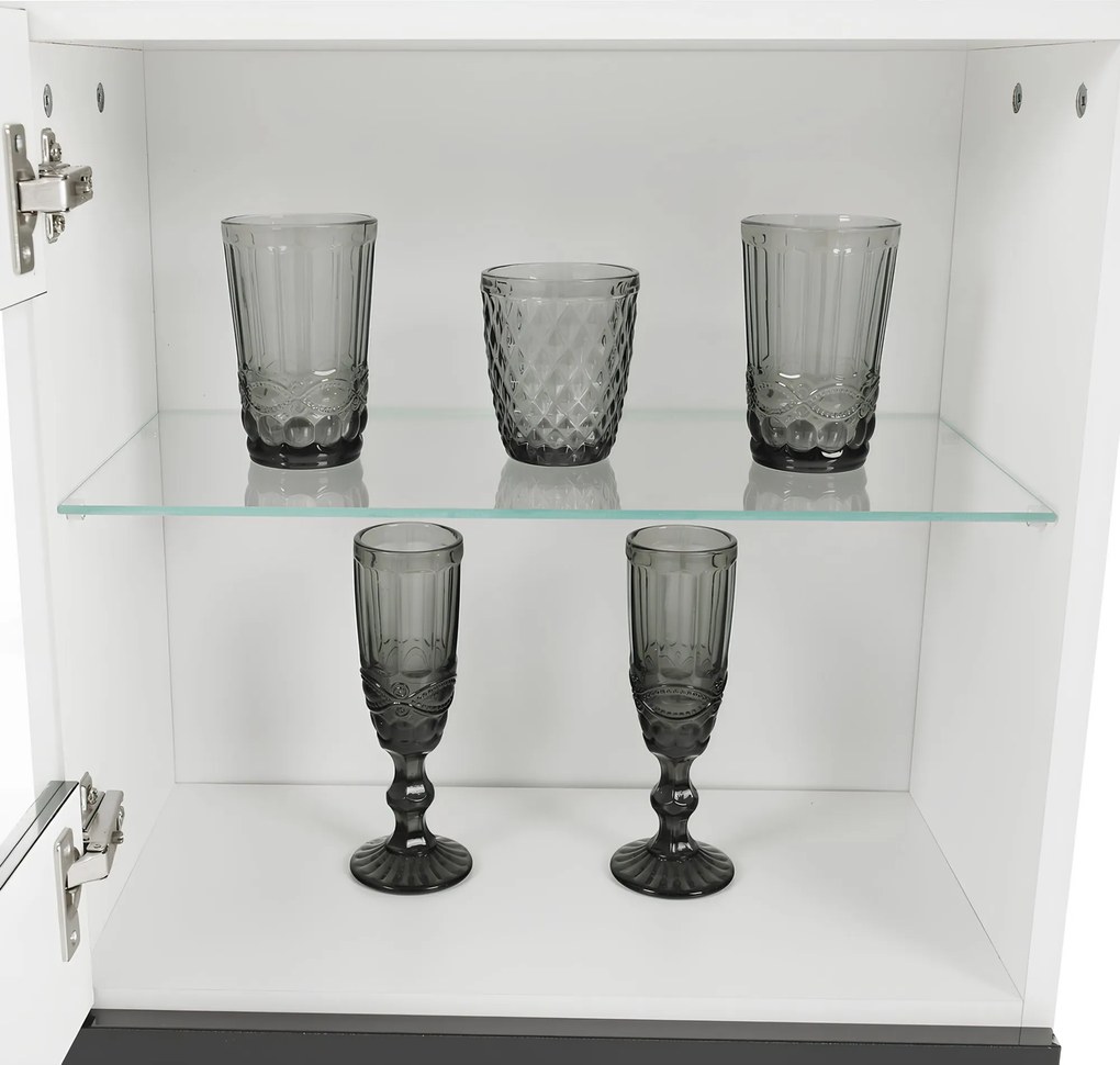 Mobilier living, alb/extra strălucire neagră HG, LEO