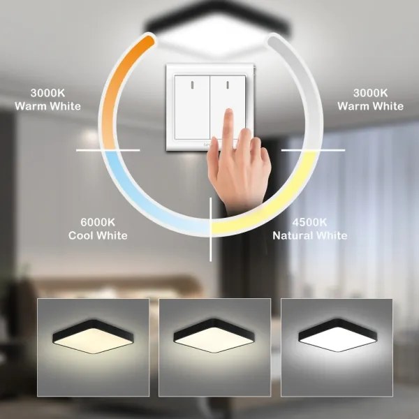 Brilagi - Plafonieră LED POOL SQUARE LED/48W/230V 50x50 cm neagră