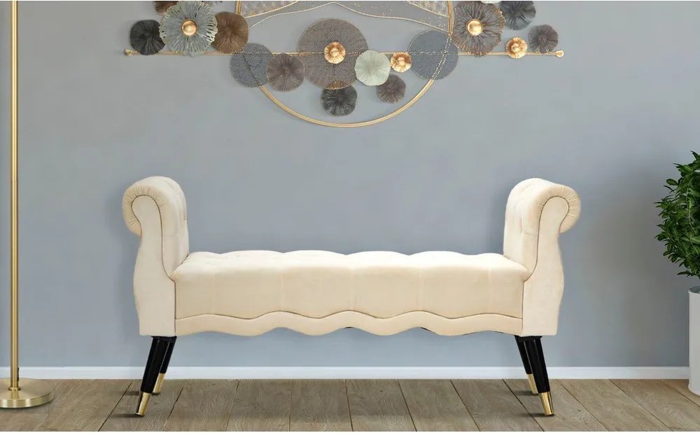 Bancă crem cu tapițerie din catifea Paris – Mauro Ferretti