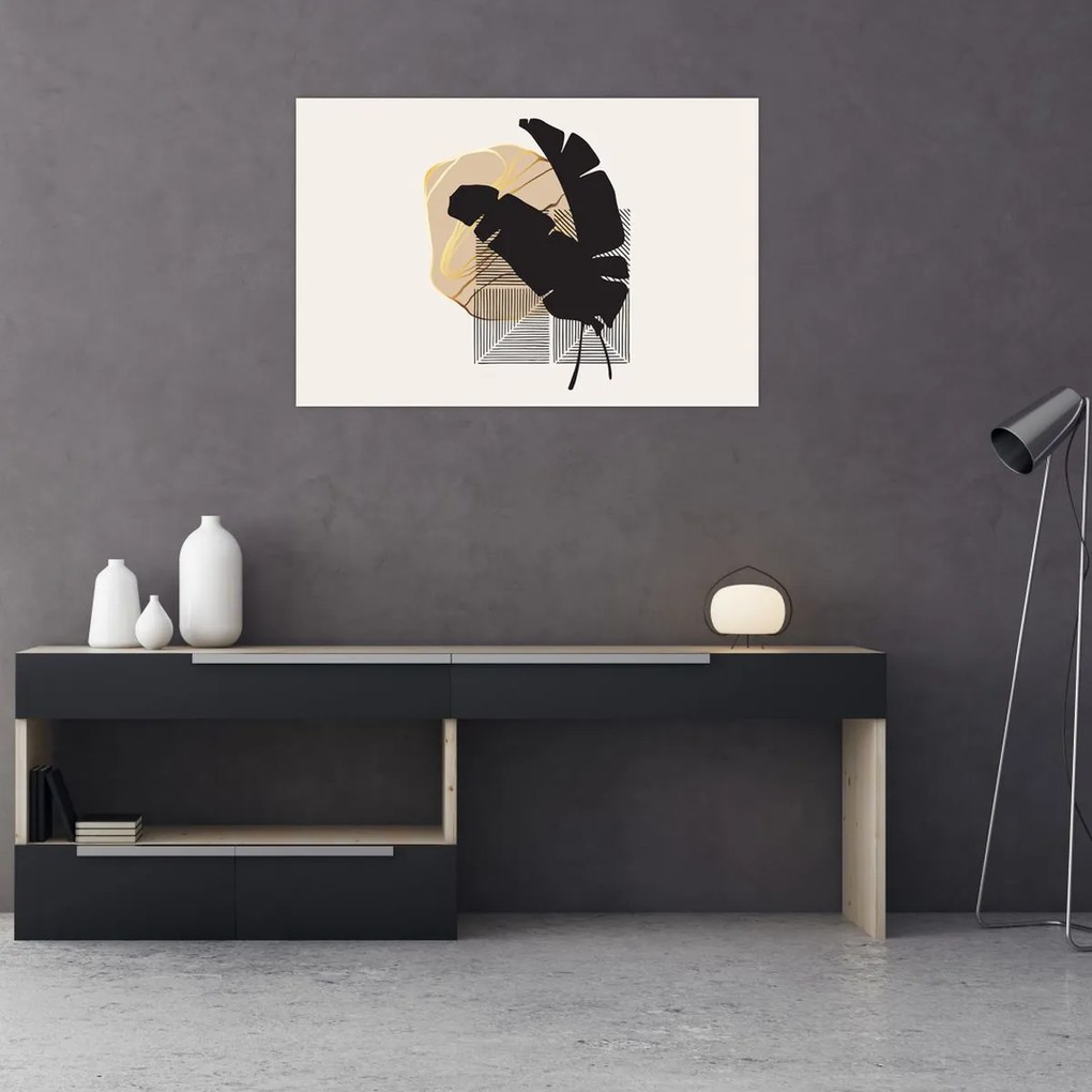 Tablou - Abstracție cu frunze tropicale N⁰4 (90x60 cm)