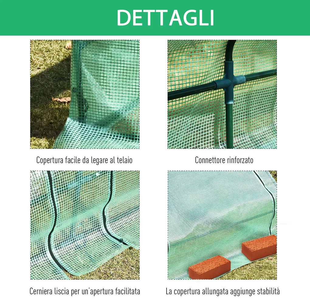 Outsunny Sera de gradina din Otel, sera pentru legume cu Invelis in Polietilen cu 3 Porti Verde 400x100x80cm | Aosom Romania