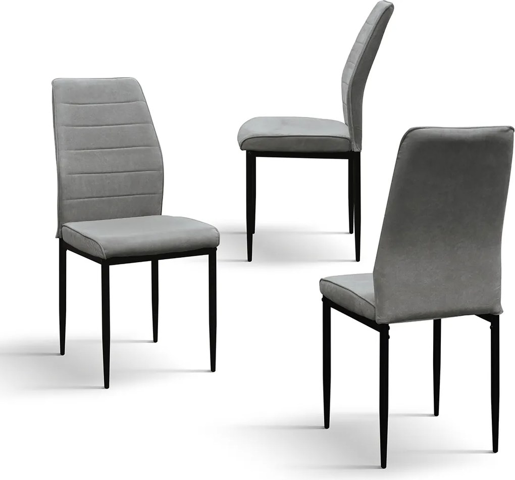 SET 4 Scaune Grig, tesatura, structura metalica - STANDARD - GRI