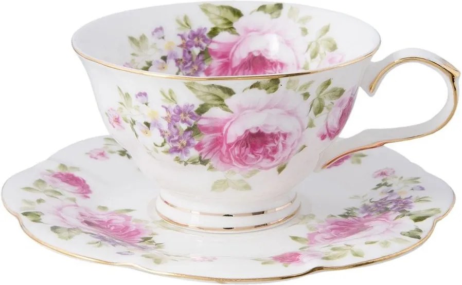 Ceasca cu farfurioara portelan Flowers Ø 15 cm x 7 cm / 0.15 L