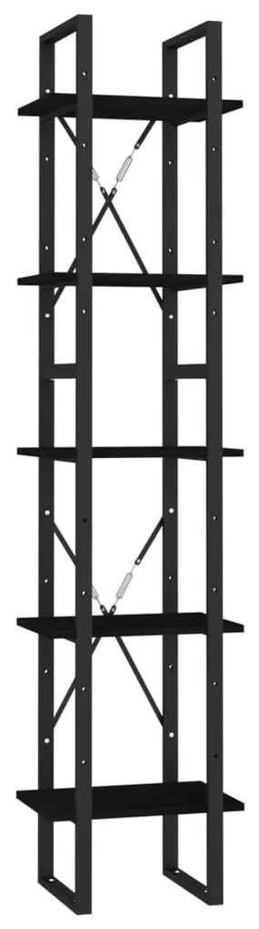 3081977 vidaXL Bibliotecă cu 5 rafturi, negru, 40x30x175 cm, lemn de pin
