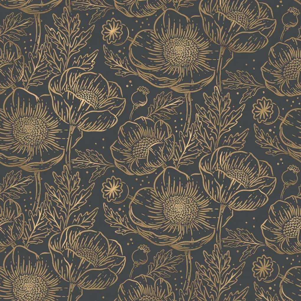 Fototapet, Golden Poppy, Midnight, Rebel Walls