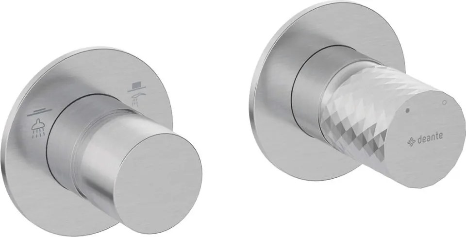 🚿 Baterie pentru duș încastrată SILIA HEXA, cu comutator orizontal – Finisaj oțel șlefuit – Cod BHS_F46P