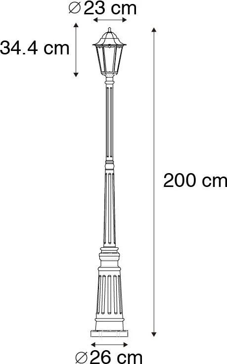 Lămpă clasică de exterior neagră 200 cm IP44 - Havana