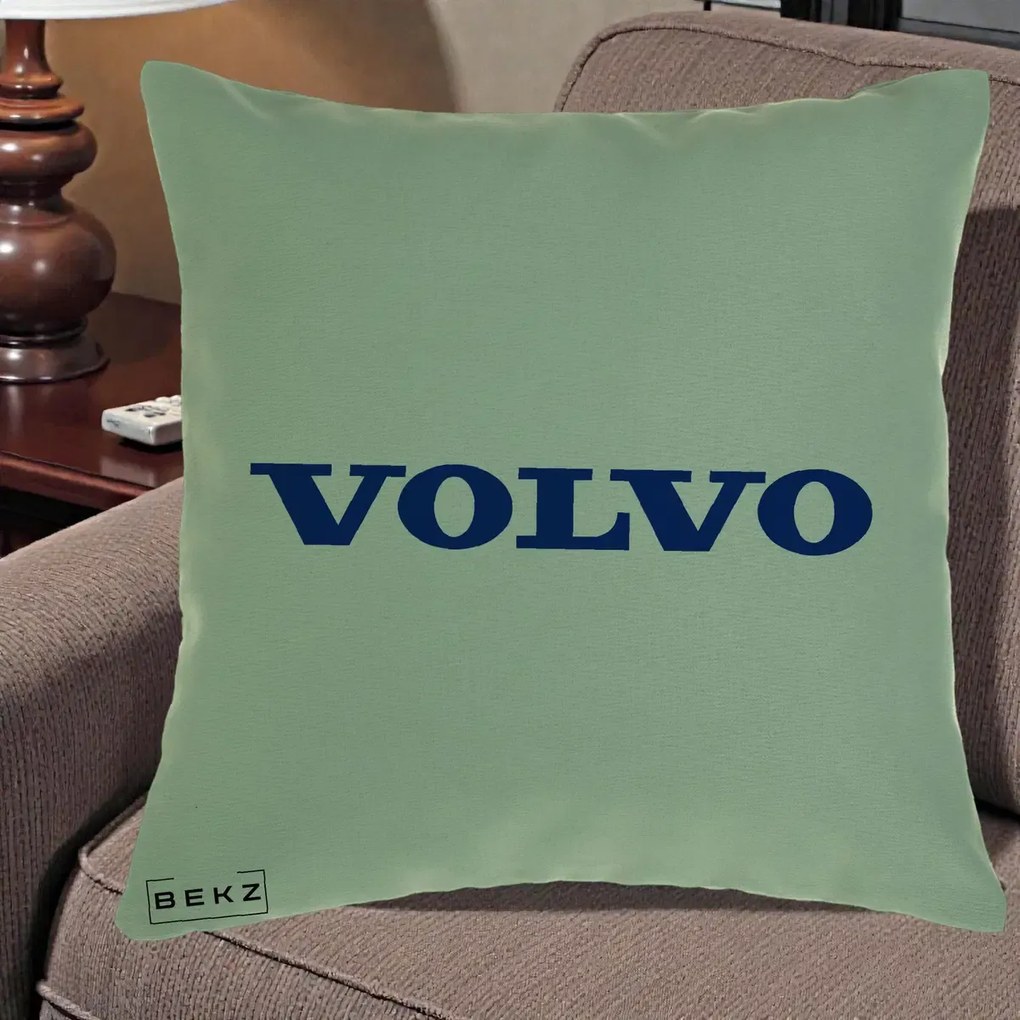 Perna Personalizata cu emblema Volvo, 40x40 cm, Verde, Husa Detasabila, Perna Inclusa, BEKZ®