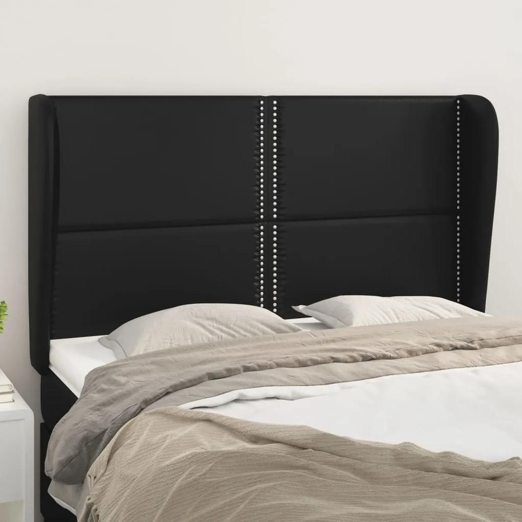 3117906 vidaXL Tăblie de pat cu aripioare, negru, 147x23x118/128 cm, piele eco