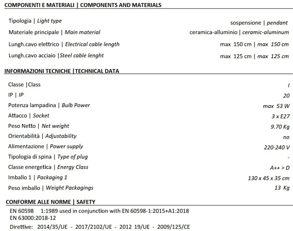 Lustra suspendata din ceramica design italian Yakitori