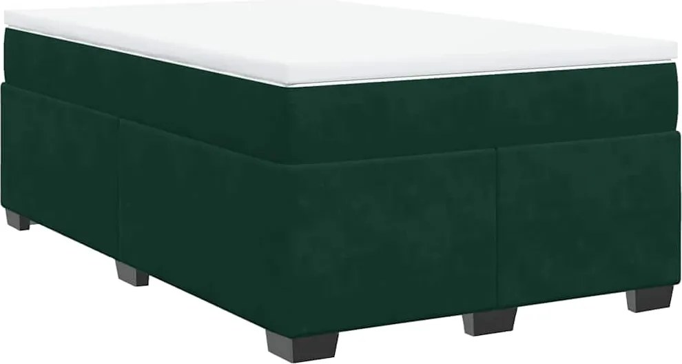 vidaXL Pat box spring cu saltea, verde închis, 120x190 cm, catifea