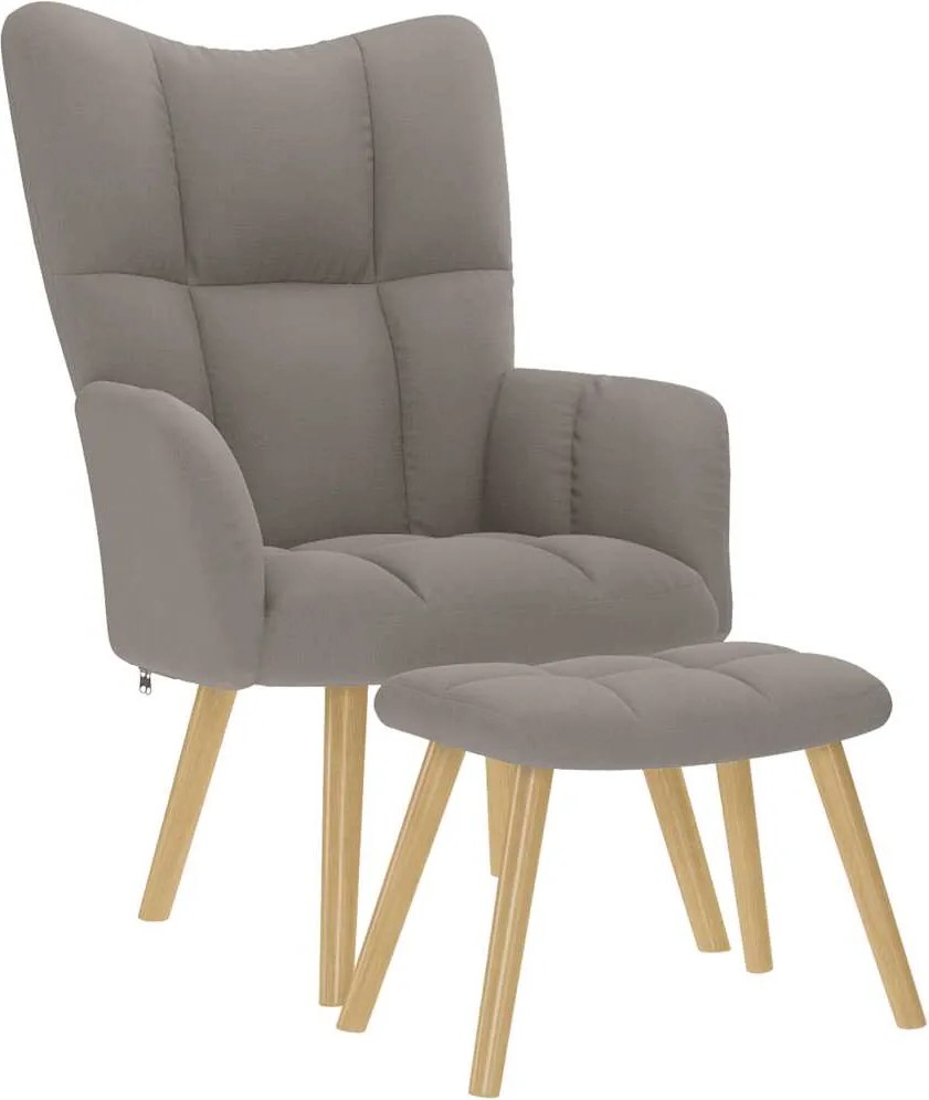vidaXL Scaun de relaxare cu taburet, gri taupe, textil