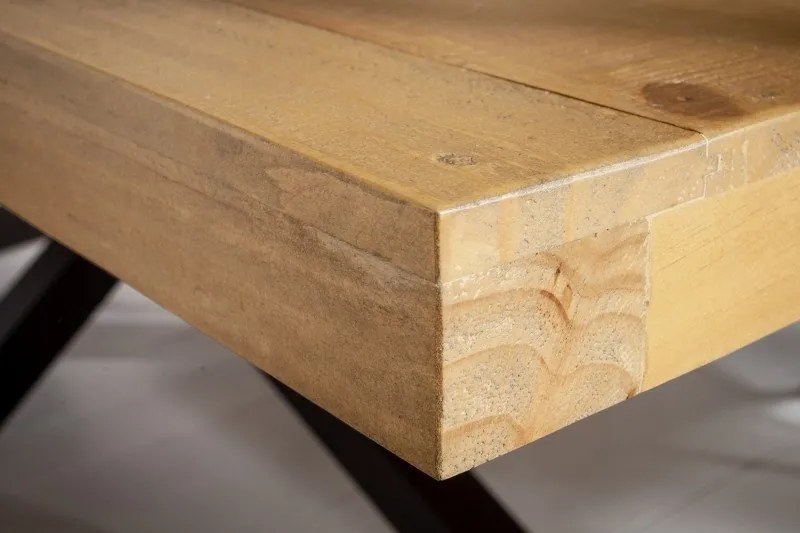 Masa design industrial Galaxie 200cm Pin maro vintage