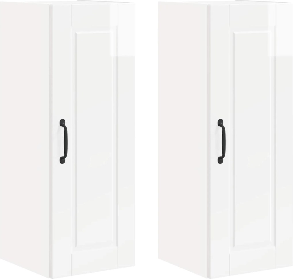 vidaXL Dulap de bucătărie cu raft 2 pcs Alb lucios 30 x 31 x 80 cm
