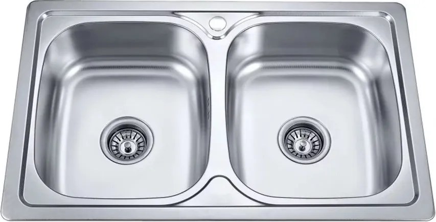 Chiuveta inox Inter Ceramic Tampico cu doua cuve fara picurator finisaj inox lucios 80x50 cm
