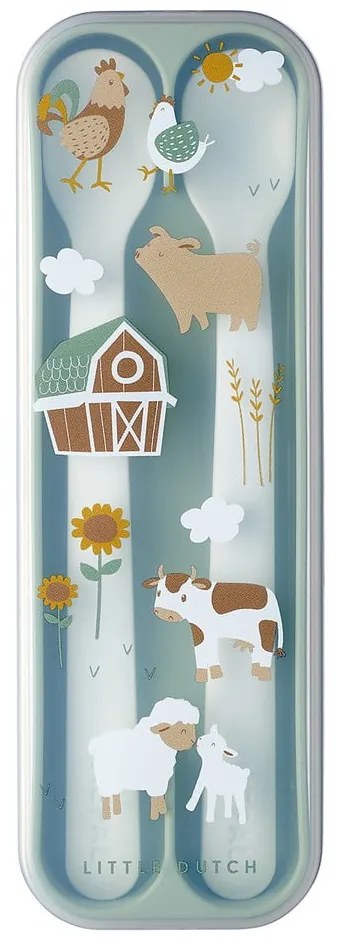 Linguri pentru copii albe/verde-deschis din plastic 2 buc. Little farm – Mepal
