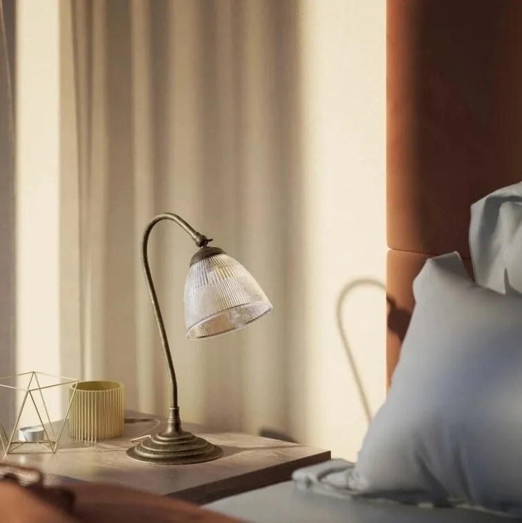 Lampa de masa stil neoclasic din alama si abajur ceramic Elide