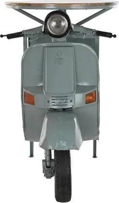 Consolă motocicletă vintage din lemn de mango și metal, „Dusty Mint”