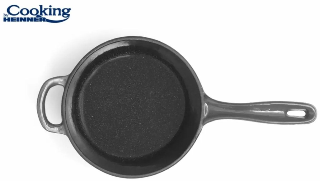 Oală din fontă emailată cu capac 19x9 cm, 1.8L – Cooking by Heinner, Marble Grey HR-ZVC-C19, ideală pentru cuptor și plite cu inducție