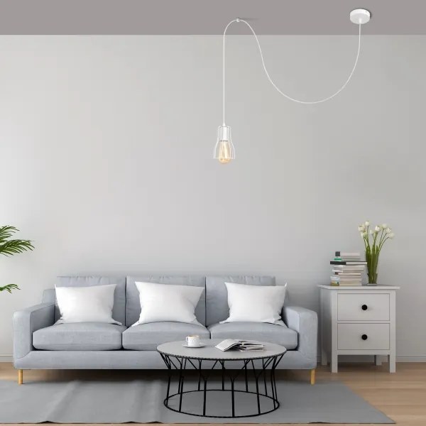 Lustră pe cablu TUBE LONG 1xE27/15W/230V alb