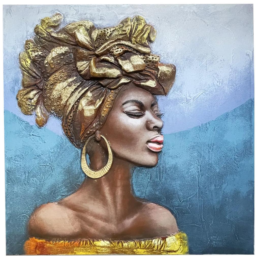 Tablou 3D Femeie Africana Aberash 80x80cm, Canvas