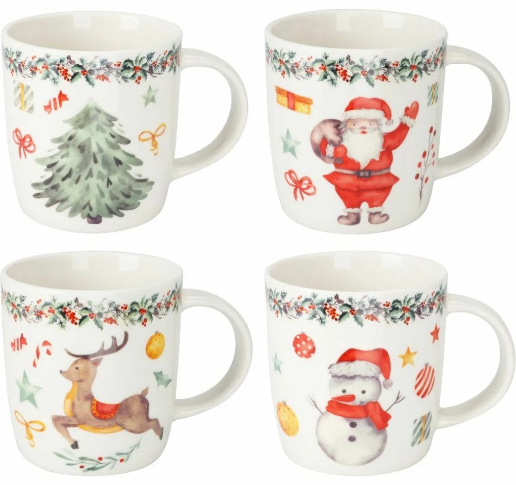 Set de 4 căni din porțelan North Pole 370 ml