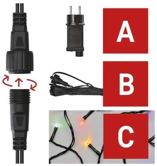 Instalație LED de Crăciun de exterior 100xLED/15m IP44 multicolor