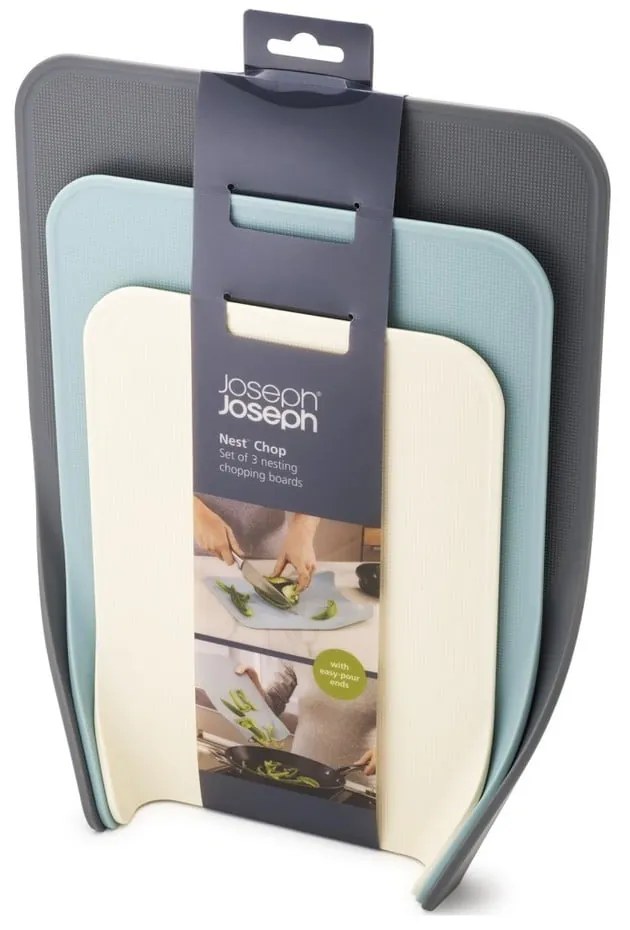 Set 3 tocătoare Joseph Joseph Nest Chop, gri-albastru