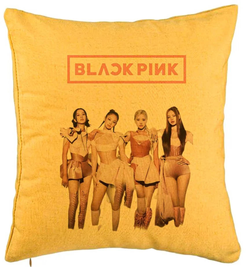 Perna Decorativa BlackPink, Model 1, 40x40 cm, Galben, Husa Detasabila, Burduf