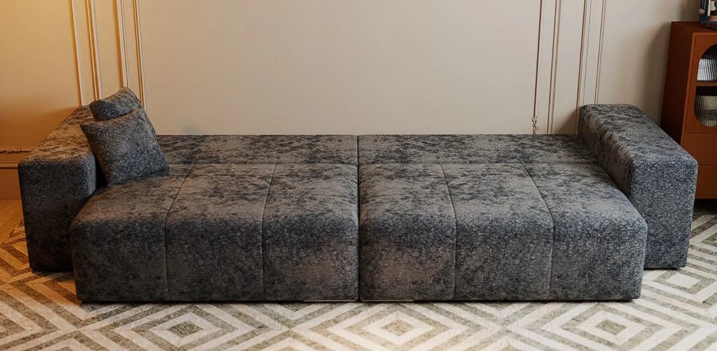 Canapea extensibilă dumonde cu ladă de depozitare si sezut confortabil din spuma high-density, Marbela Euphoria Black XXL 295x100 cm