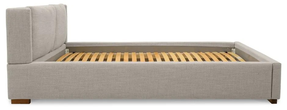 Pat matrimonial gri deschis tapițat cu somieră 180x200 cm Dreamer – Scandic