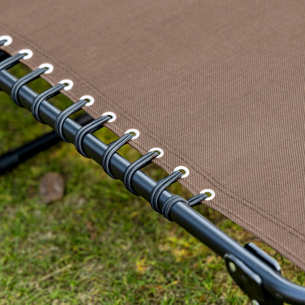 Outsunny Șezlong, șezlong pliabil cu pernă pentru gât, cadru din oțel, husă din plasă, capacitate 120 kg, Maro | Aosom Romania