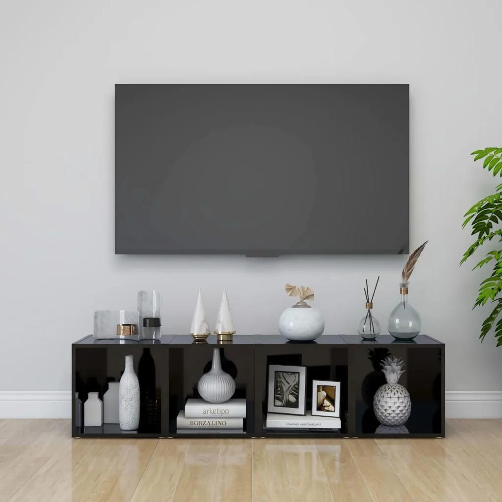 Comoda TV, negru extralucios, 37x35x37 cm, PAL 1, negru foarte lucios