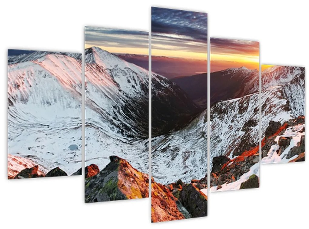 Tablou - Panoramă montană de iarnă (150x105 cm)