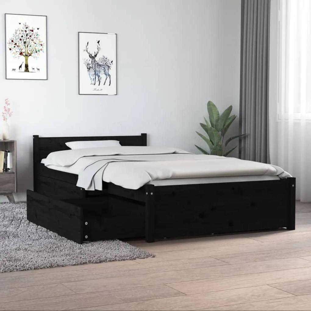3103482 vidaXL Cadru de pat cu sertare Single 3FT, negru, 90x190 cm