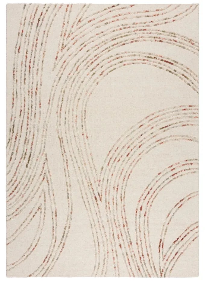 Covor portocaliu/crem din lână 80x150 cm Abstract Swirl – Flair Rugs