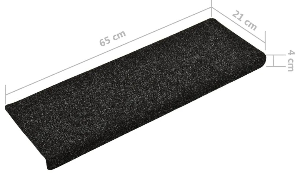 Covorase scari, 10 buc., negru, 65x25 cm, cusatura punch 10, Negru