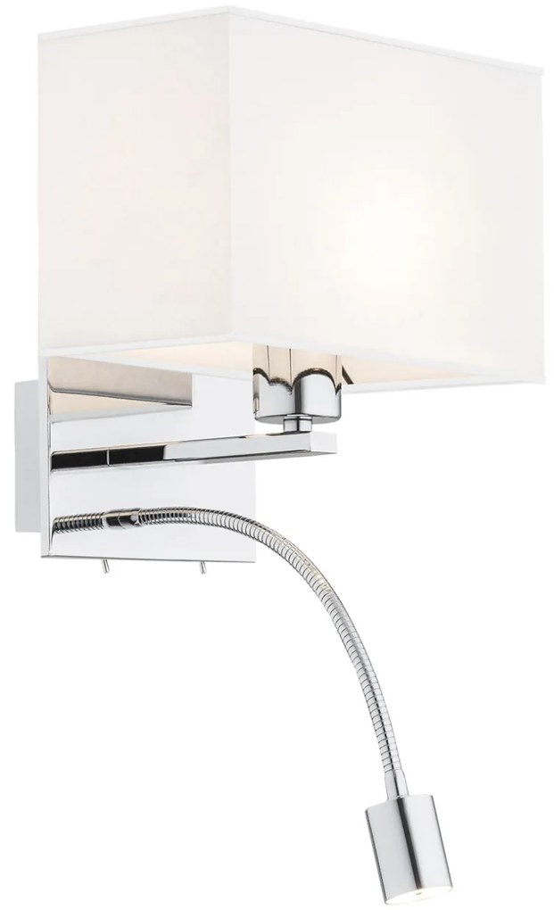 Aplica de perete cu reader LED design elegant HILARY crom/alb