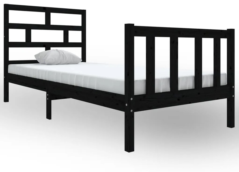 3101342 vidaXL Cadru de pat, 100x200 cm, negru, lemn masiv de pin