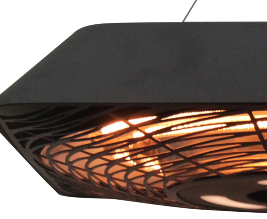 Outsunny Lampa pentru Incalzire in Aer Liber cu Lumina, 3 Niveluri de Putere 800W/1200W/2000W si Telecomanda, 45x45x10cm, Negru