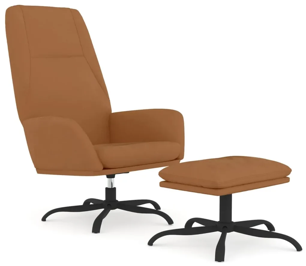 3097860 vidaXL Scaun de relaxare cu taburet, gri taupe, microfibră