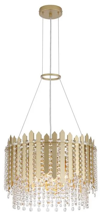 Lustra metal auriu, cristale din sticla Spear 8Lt